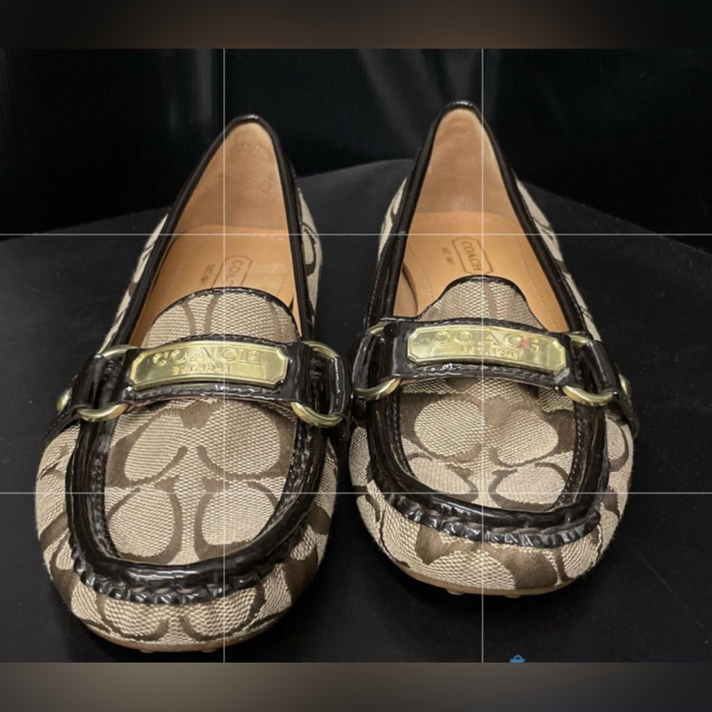 Coach Felisha Signature C with COA khaki/brown loafer casual shoe no call out 6B - Picture 3 of 7